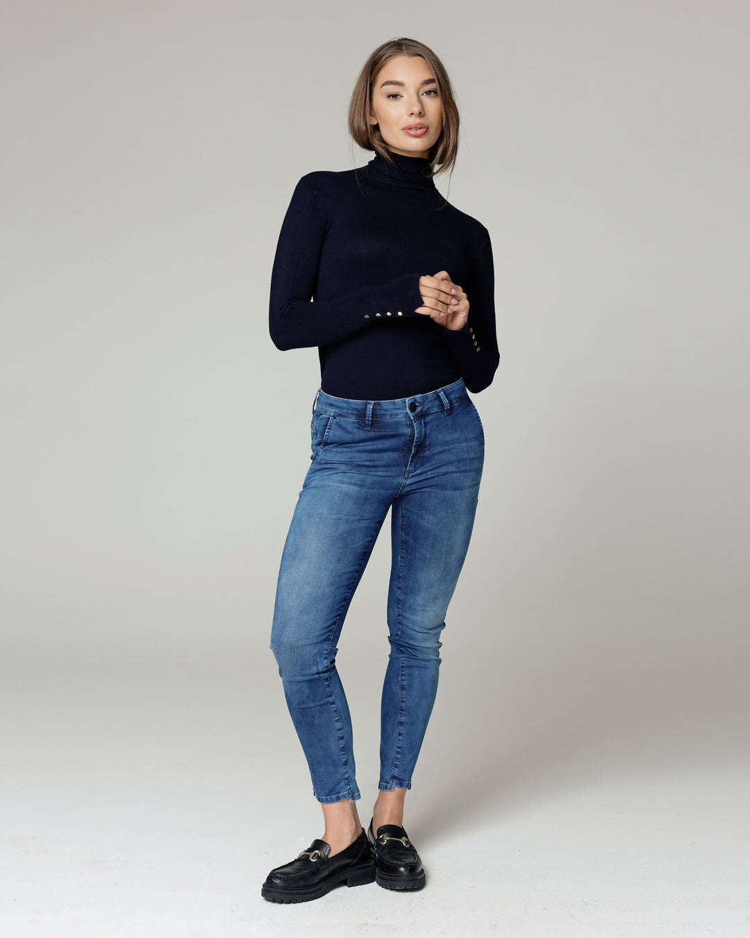 The Nicky, Zacht Vintageblauwe Skinny Jeans