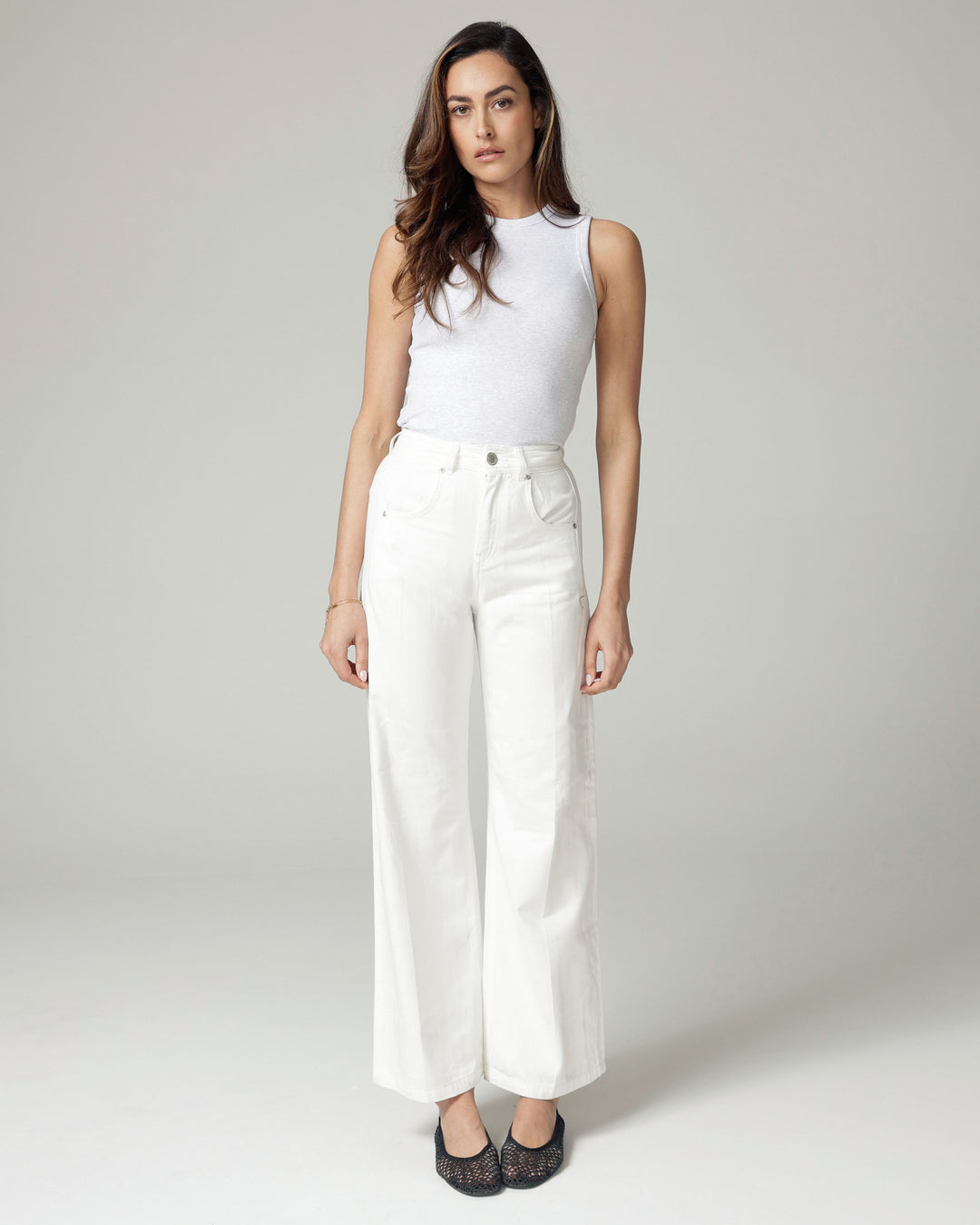 The Viola, Witte Wide-Leg High-Rise Jeans