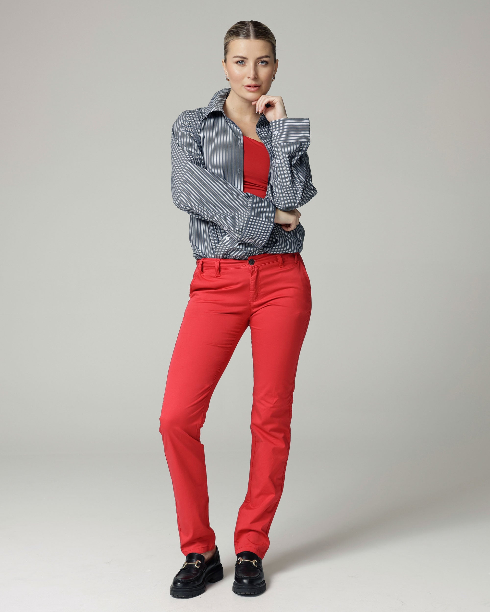 Red Straight Fit Pants | The Naples Main image