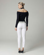 White & Silver Stripe Skinny Trousers | The Bonita