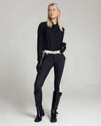 Zwarte & Crèmekleurige Stripe Skinny Broek | The Bonita