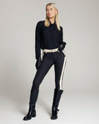 Zwarte & Crèmekleurige Stripe Skinny Broek | The Bonita