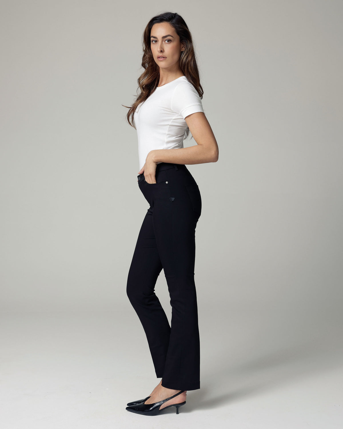 Black Bootcut Trousers, The Venezia, side view