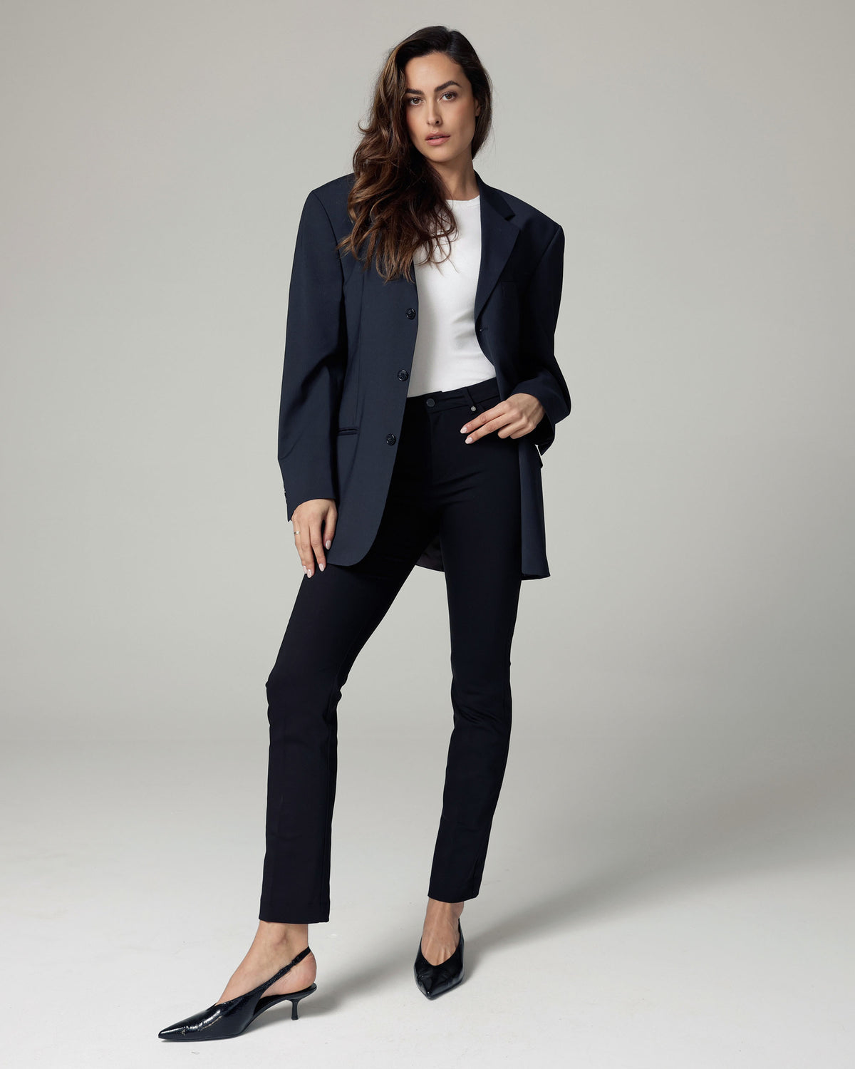 Black Bootcut Trousers, The Venezia, side view, third photo