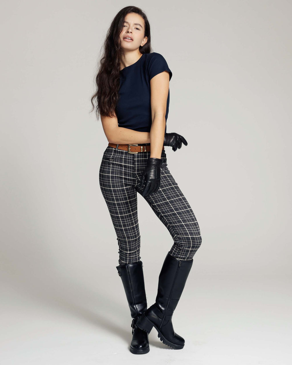 Grijze Checkprint Skinny Broek | The Elisa