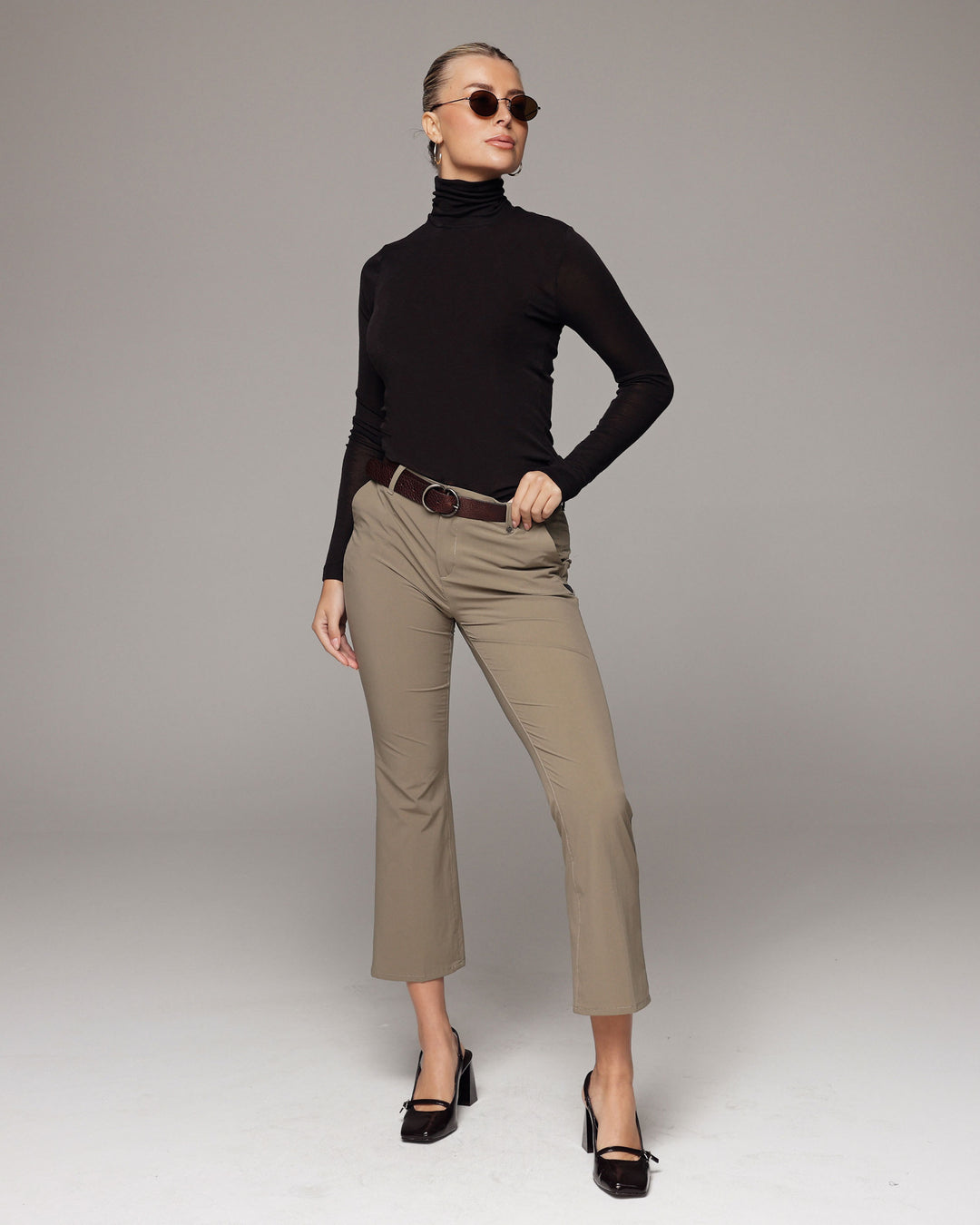 The Lima, Steenkleurige Enkellange Bootcut Broek