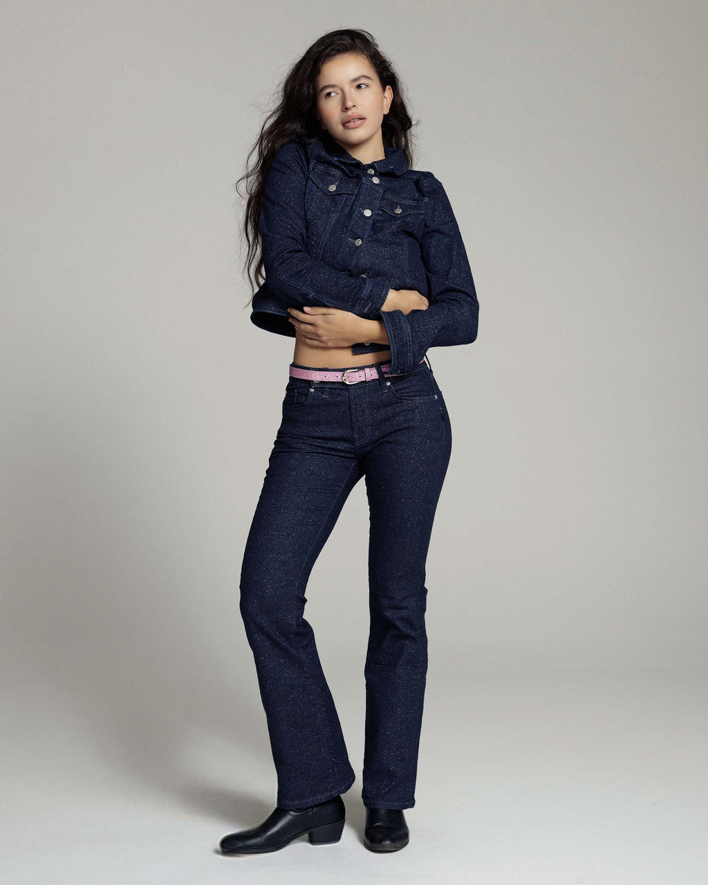 Shiny Indigo Denim Jacket | The Judy