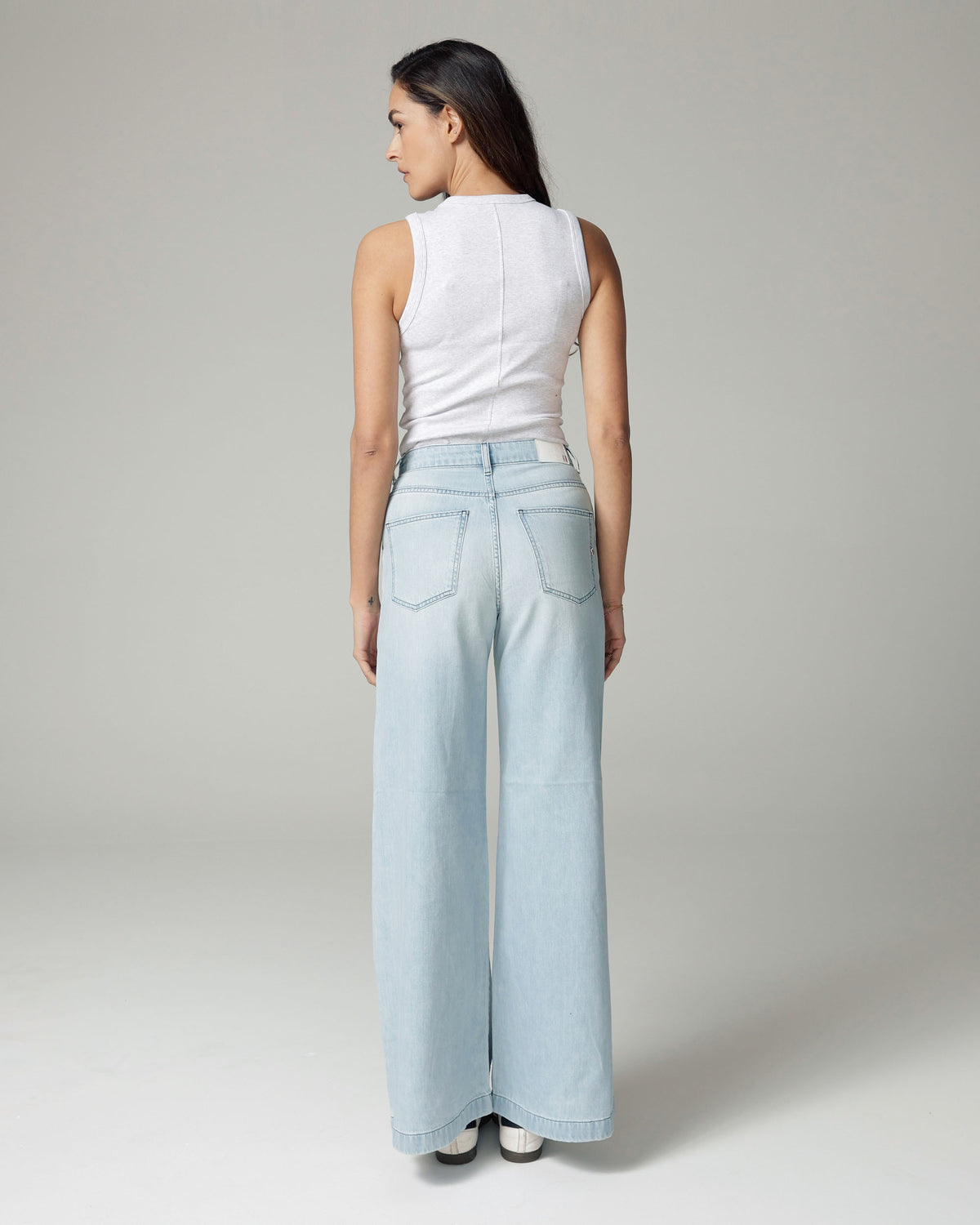 Bleached Blue Wide-Leg High-Rise Jeans, The Diba, back view