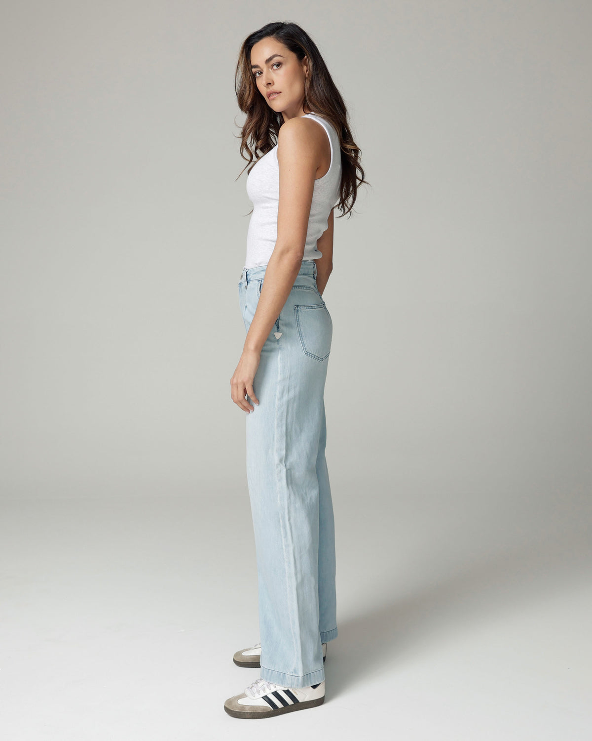 Bleached Blue Wide-Leg High-Rise Jeans, The Diba, side view