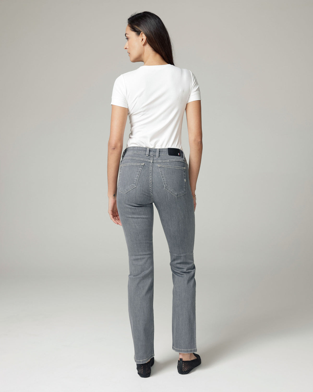 Grey Straight-Leg Mid-Rise Jeans, The Messina, back view