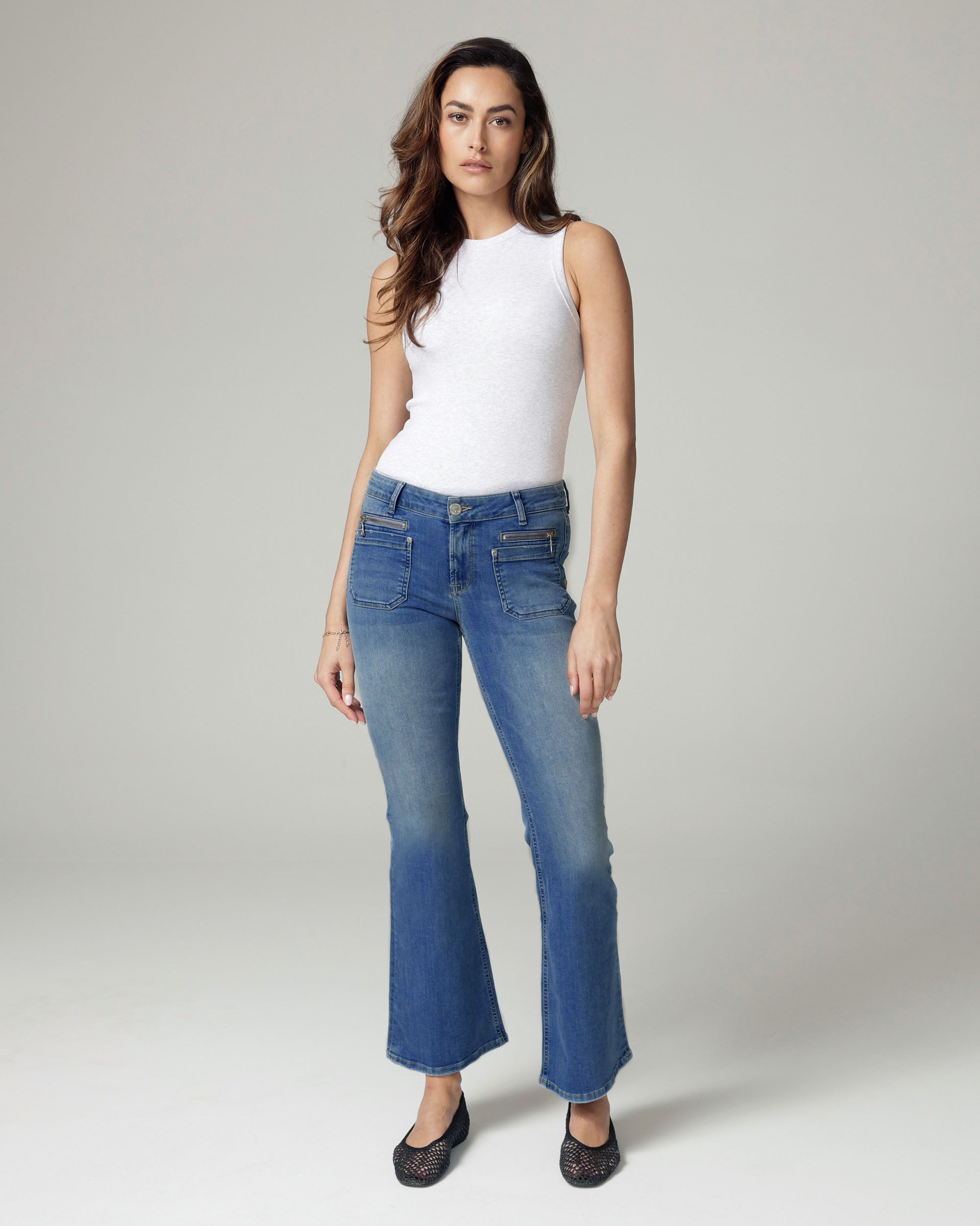 Super Vintage Blue Flare High-Rise Jeans | The Catania Main image