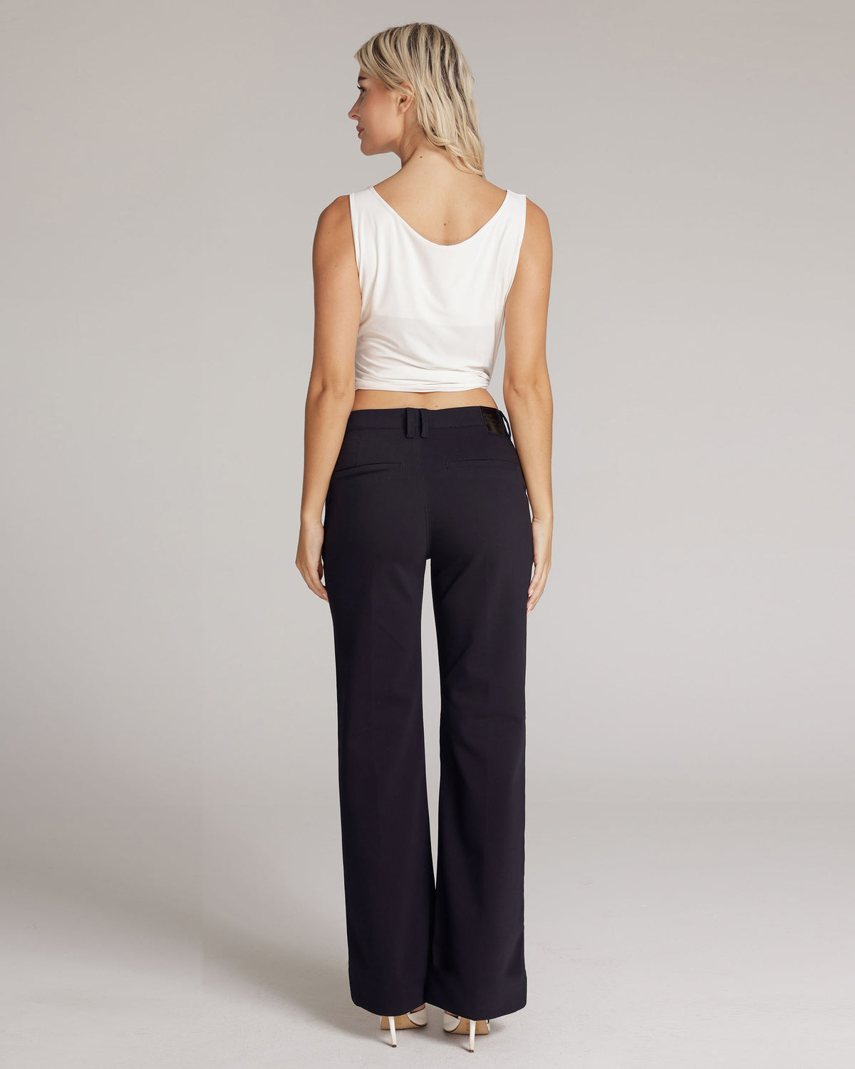 Navy Wide-Leg High-Rise Trousers, The Atena, back view