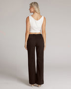 Dark Brown Wide-Leg High-Rise Pants | The Atena