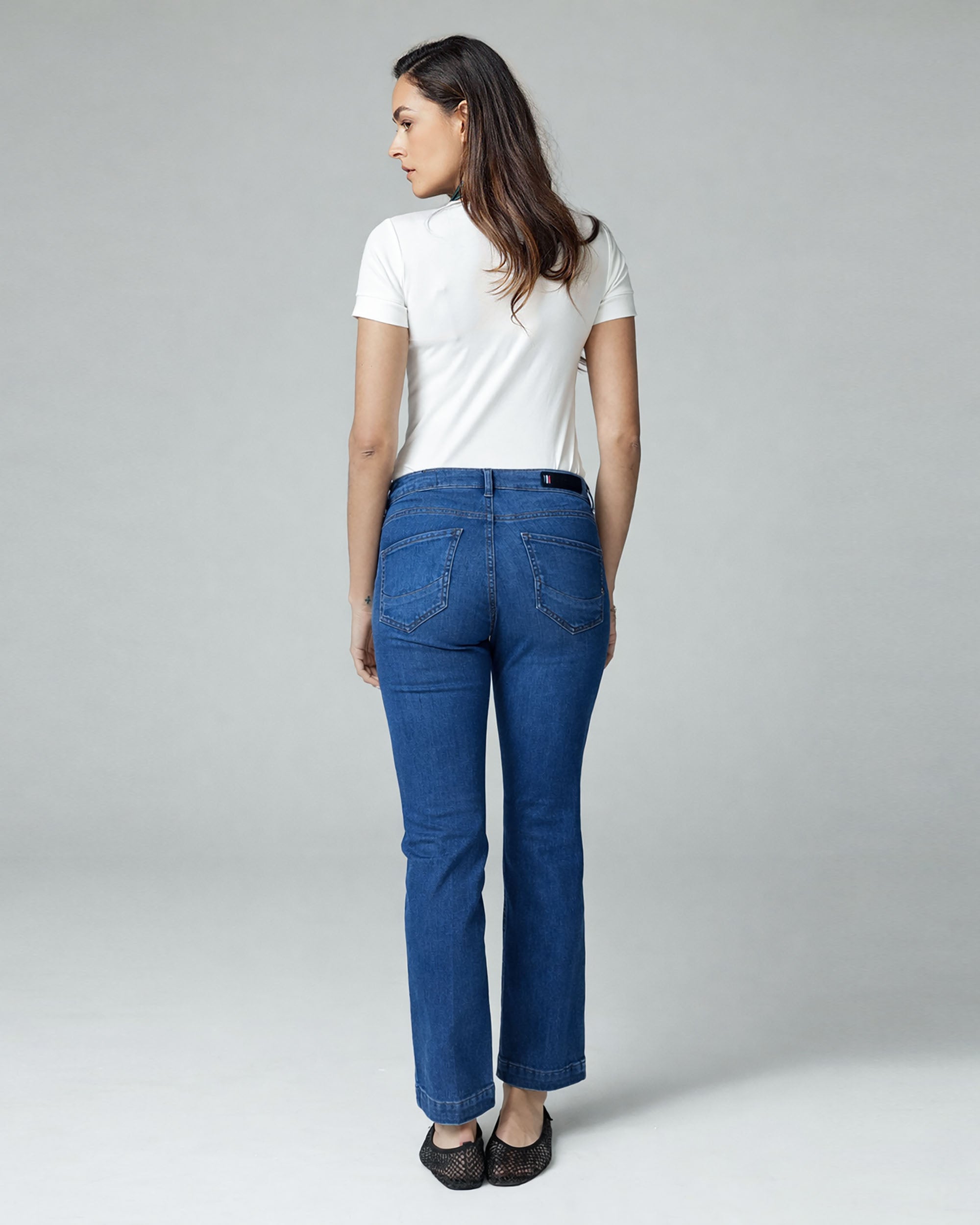 Middenblauwe Flare Mid-Rise Jeans | The Luna