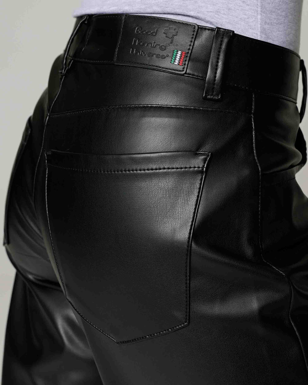 Zwarte Faux Leather Wide-Leg | The Aida