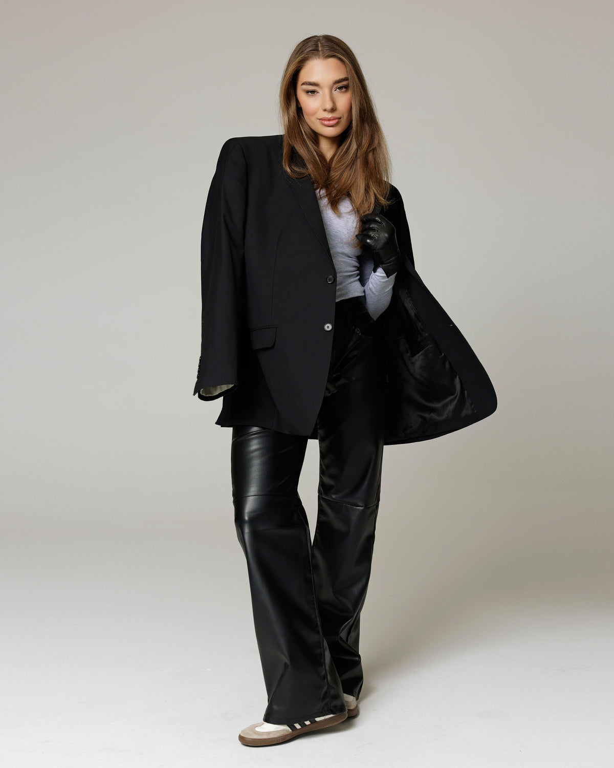 Zwarte Faux Leather Wide-Leg | The Aida