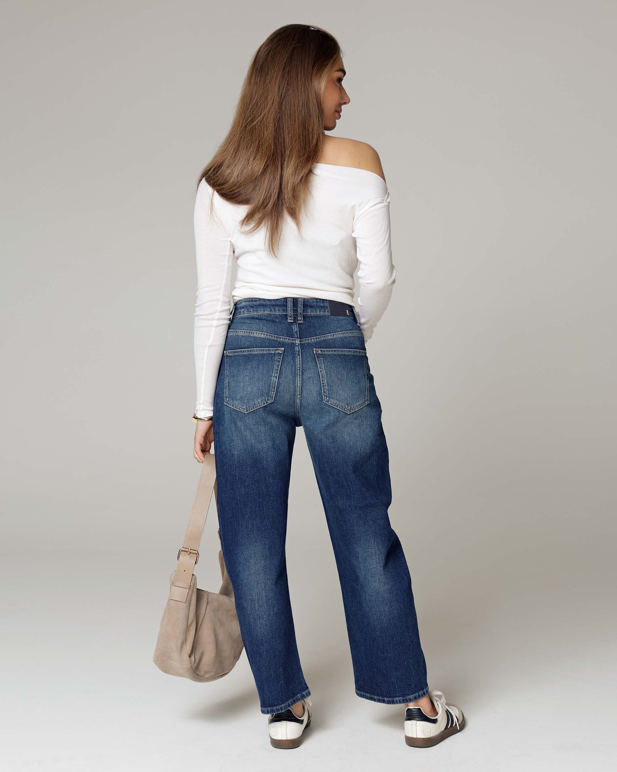 Middenblauwe Half Barrel Jeans | The Lara