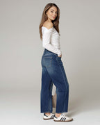 Middenblauwe Half Barrel Jeans | The Lara