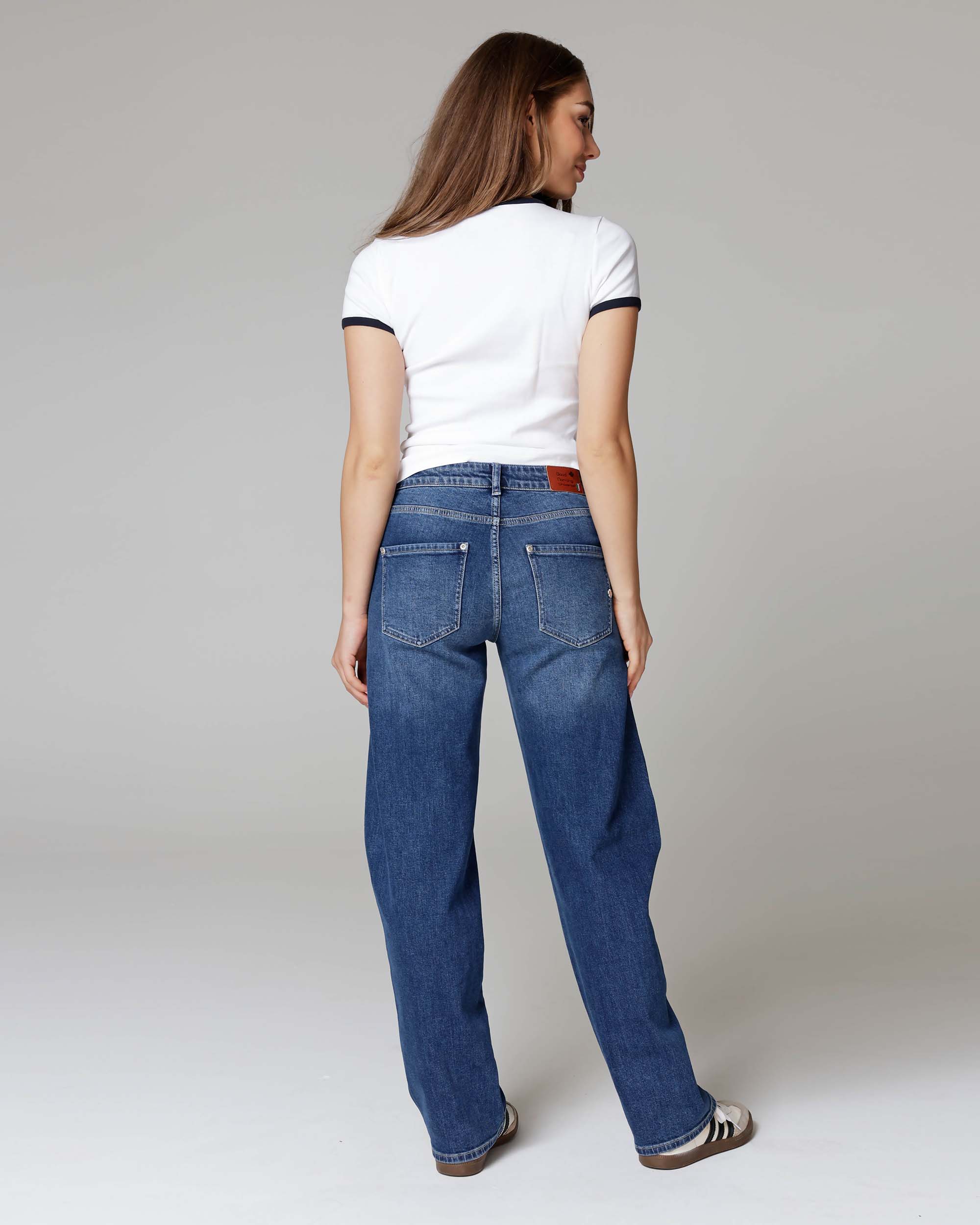 Middenblauwe Barrel-Leg Jeans | The Kristin