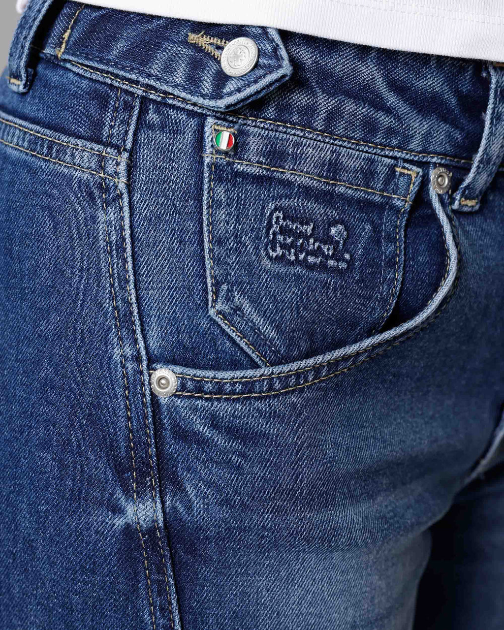 Middenblauwe Barrel-Leg Jeans | The Kristin