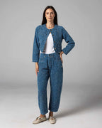 Blue & Gold Textured Denim Jacket | The Margot