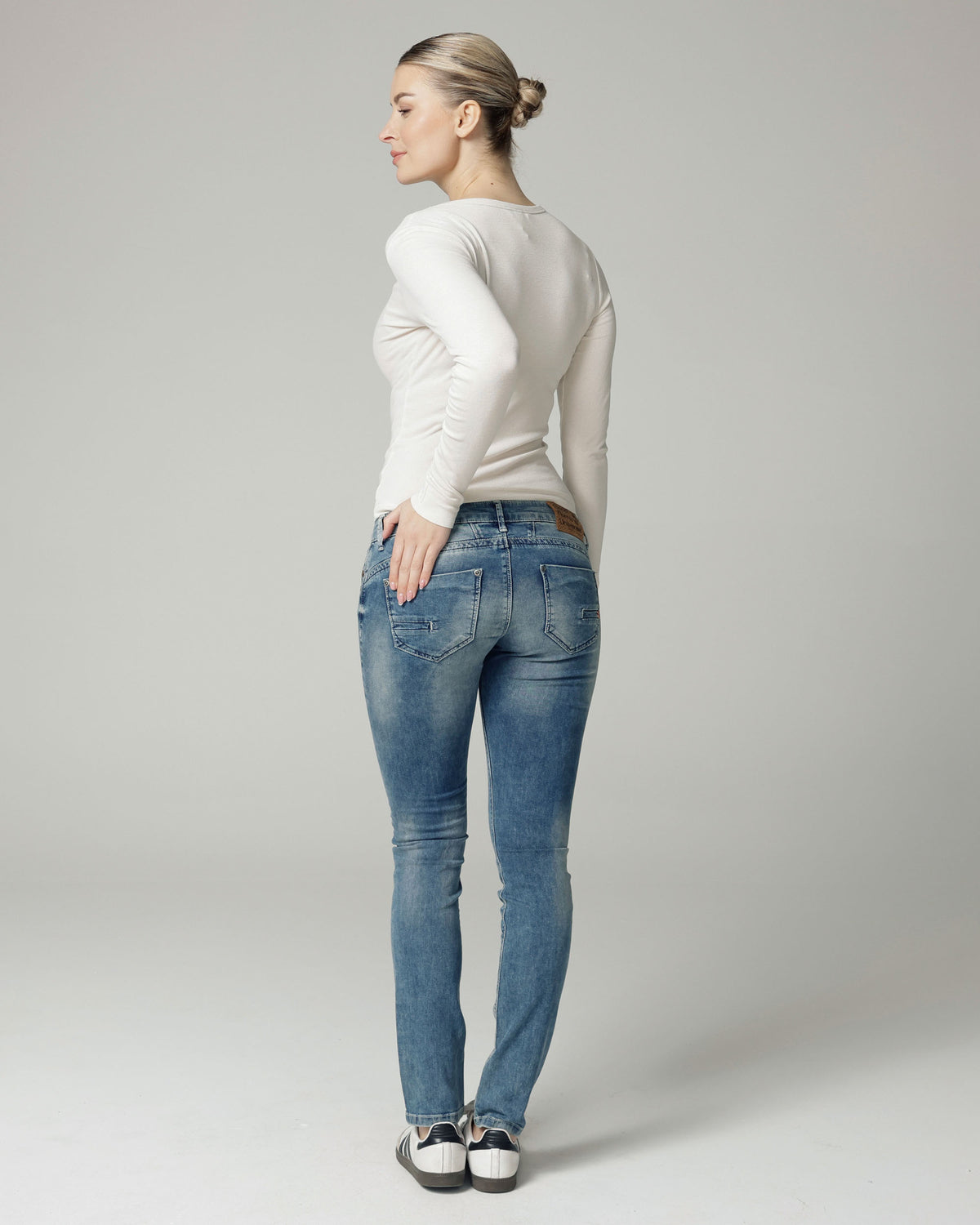 Used Effect Wash Slim Jeans, The Sun, back view