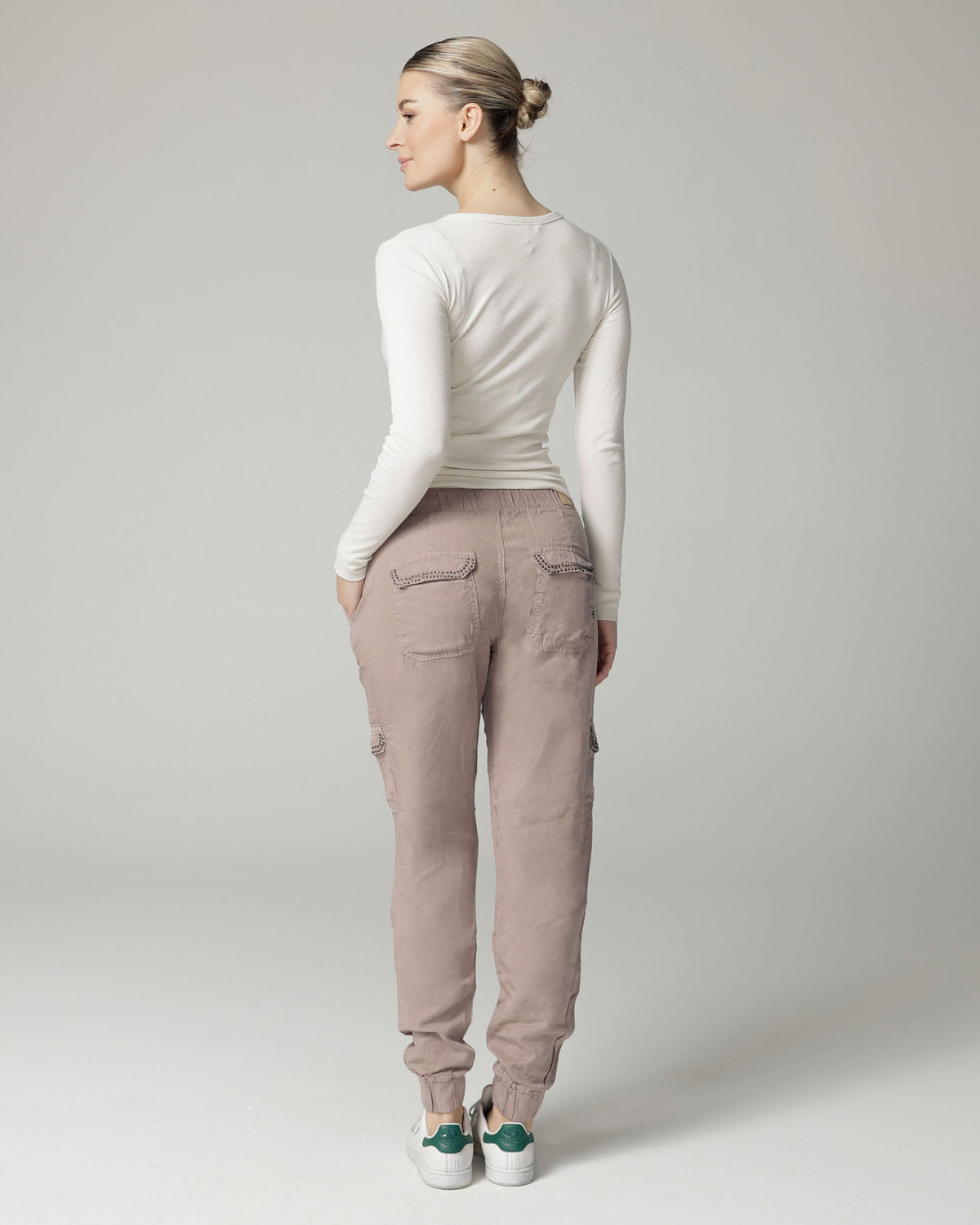 Light Rosewood Relaxed Cargo Trousers, The Gigi, back view