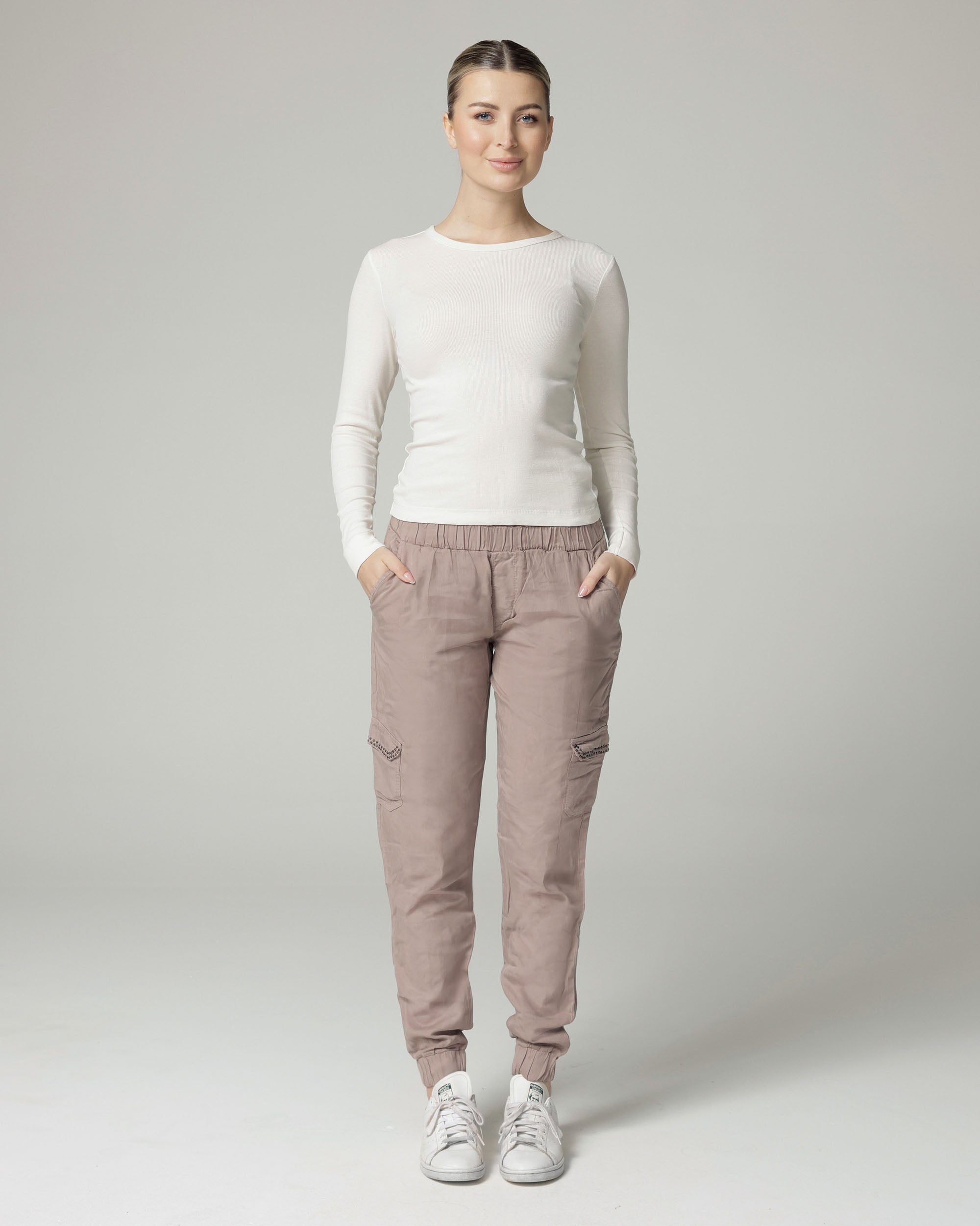 Light Rosewood Relaxed Cargo Pants | The Gigi Main image
