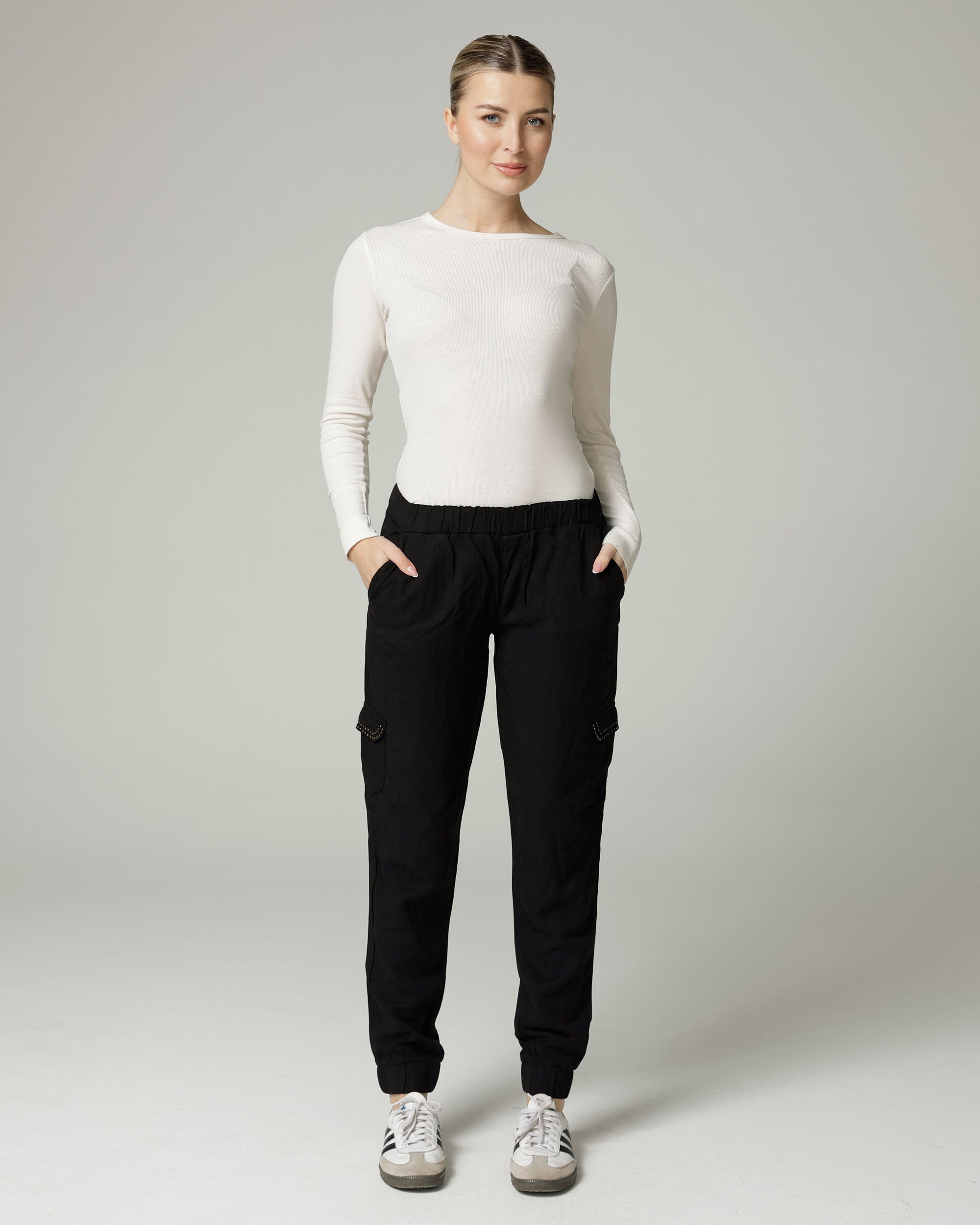 Black Relaxed Cargo Pants | The Gigi Main image