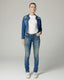 Mid Blue Embellished Denim Jacket | The Elisa