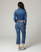 Mid Blue Cropped Denim Jacket | The Elisa
