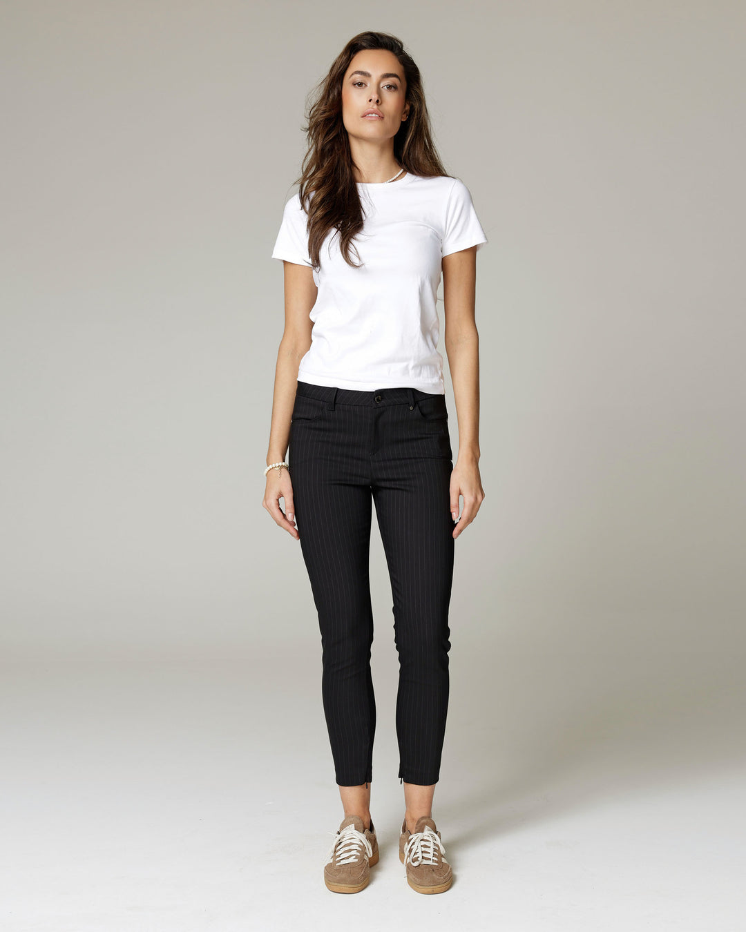 The Amara, Zwarte Skinny Broek met Krijtstreep